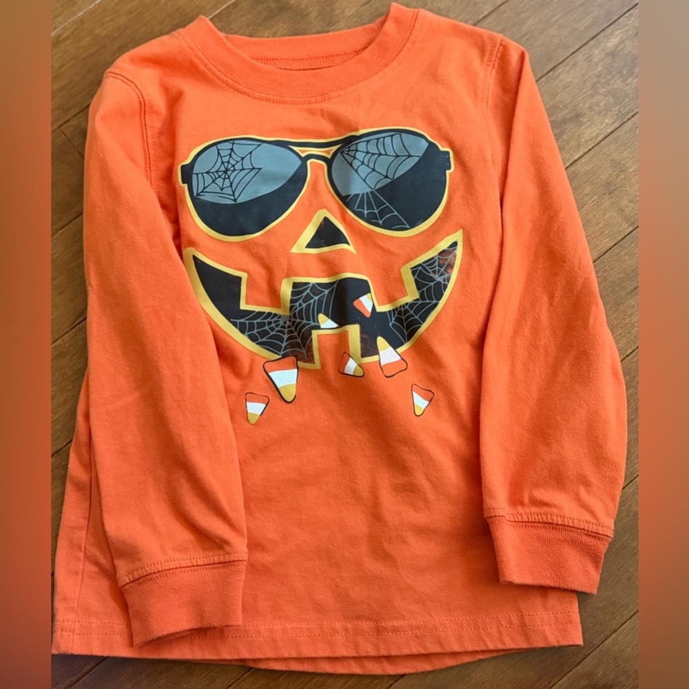 Carter's Orange Halloween Jack-O'-Lantern Long Sleeve Shirt